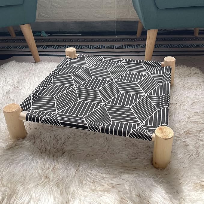 Pozico Cat/Dog Bed Hammock Cat Bed, Wooden Dog Elevated Indoor Outdoor Beds - Image 7