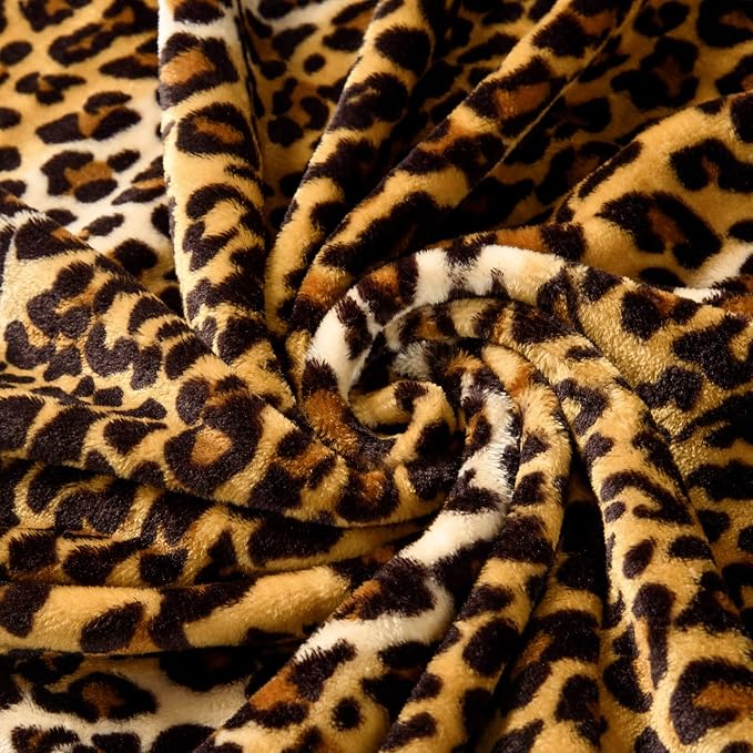 Bnuitland Leopard Print Flannel Twin Size Blanket - Image 7