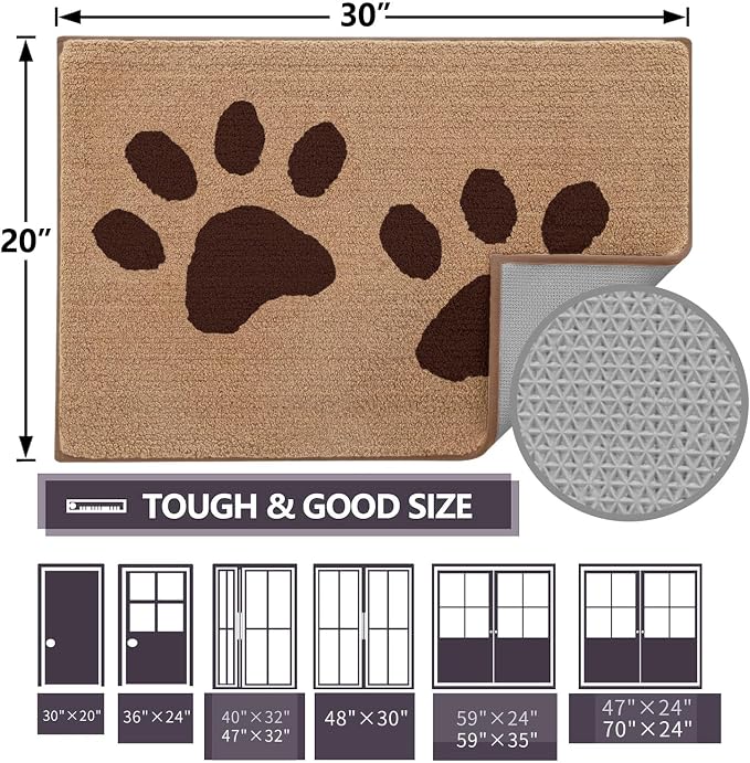 Buganda Dog Door Mat for Muddy Paws, Absorbent Dirt Trapper Washable Indoor - Image 2