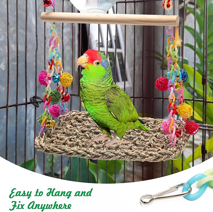 Bird Swing Toys Coolrunner Bird Hammock Bed Hanging Swing Nest Cotton Weave - Image 5