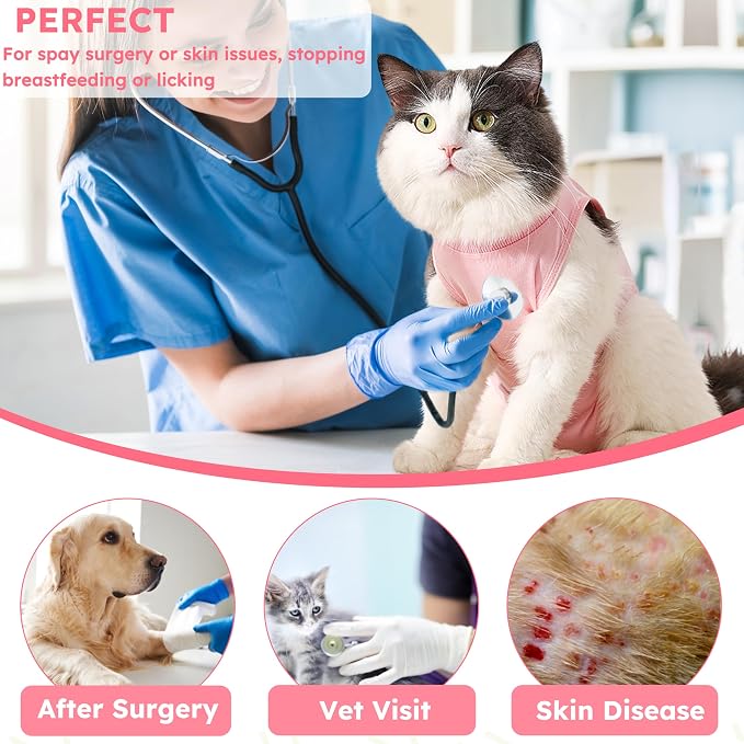 Cat Recovery Suit for Spay Abdominal Wounds, Kitten Onesie Bodysuit for Cats - Image 8