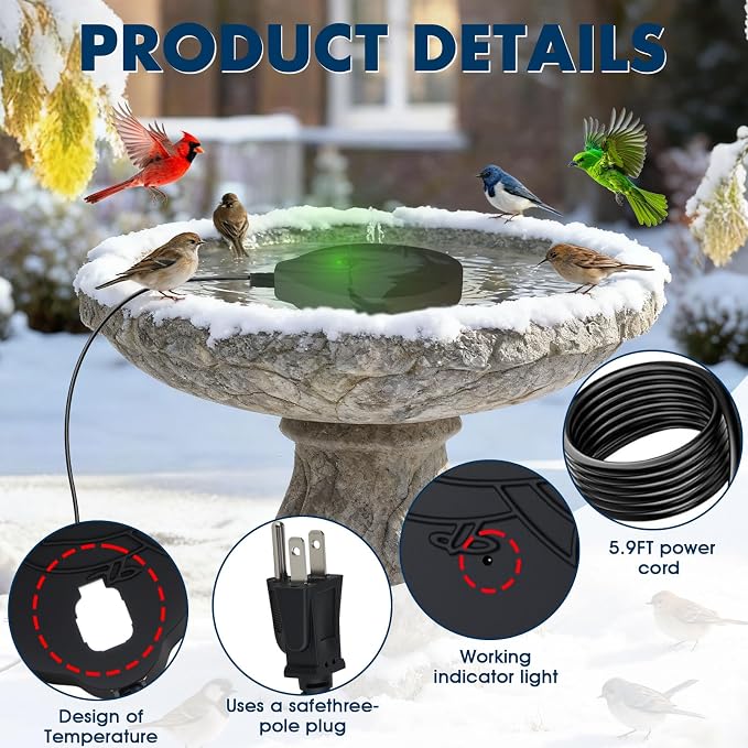 2 Pack Outdoors 100W Bird Bath Heater - Image 3