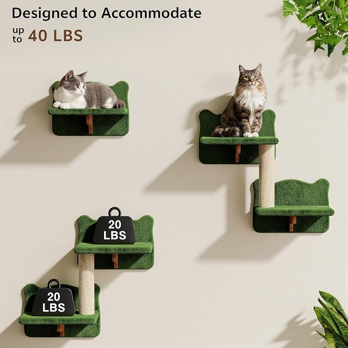 16-in-1 Cat Wall Shelves, Wall Mounted Cats Furniture Set w/Plush Fabric - Image 4