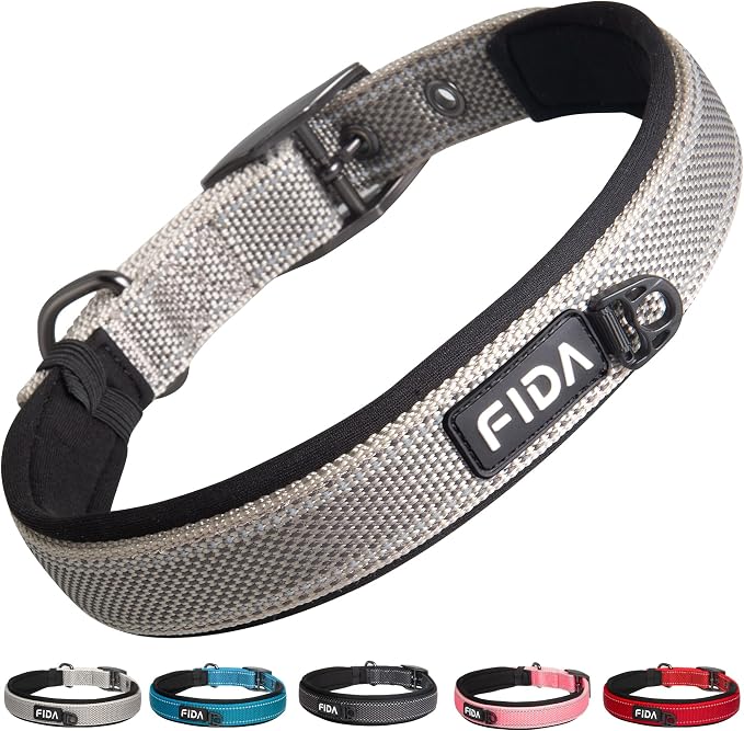 Fida Heavy Duty Dog Collar, Ultra Comfortable Soft Neoprene Padded, Adjustable by Fida