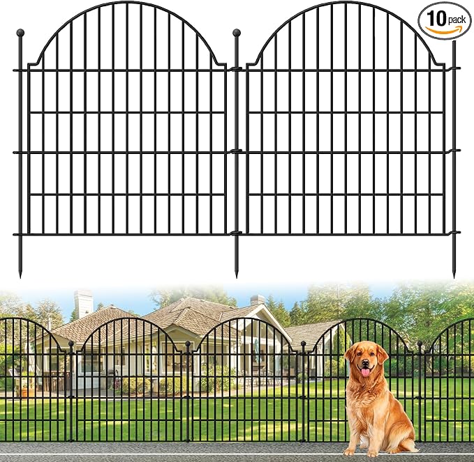10 Panels No Dig Decorative Garden Fence, 32in x 23.6ft Outdoor Animal Barrier by Blingluck