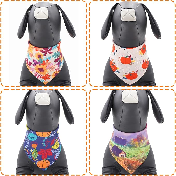30 Pcs Fall Dog Bandanas Bulk for Small Dogs 18 Inch Stitch Edge Dog Bandanas - Image 4