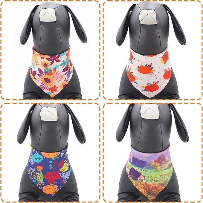 30 Pcs Fall Dog Bandanas Bulk 25 Inch Stitch Edge Dog Bandanas - Image 4
