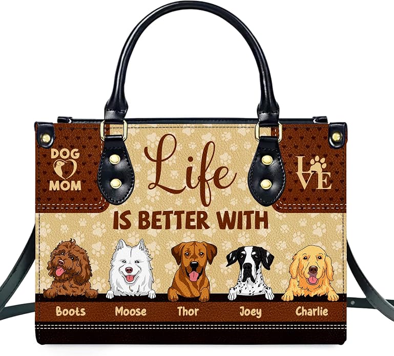 Personalized Pet Mom Leather Handbag – Custom Name Dog Cat Photo Purse - Image 5