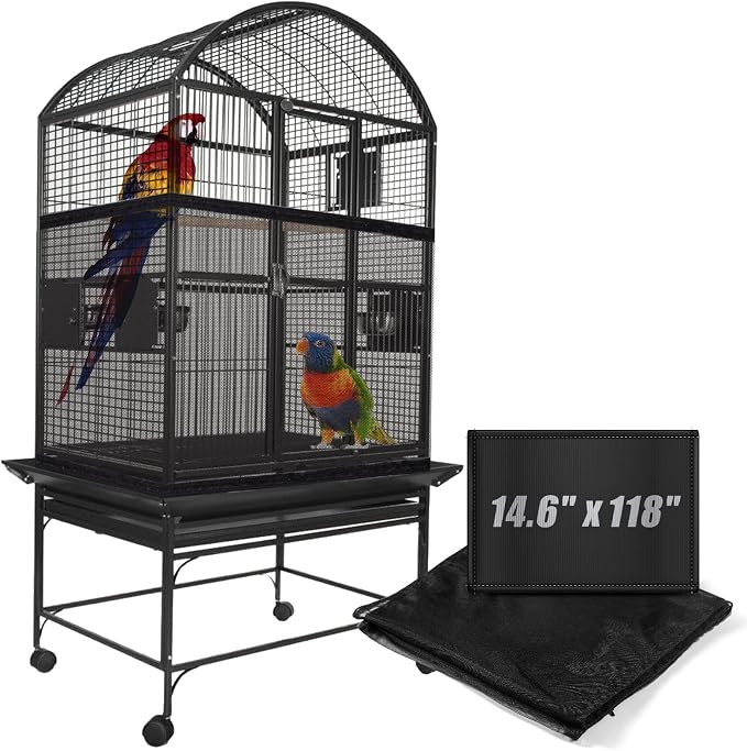 Bird Cage Netting Seed Catcher Adjustable Bird Cage Skirt Seed Catcher Large by KFPPLXQ