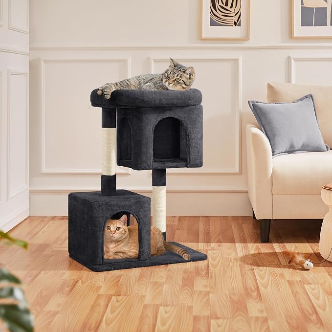 Yaheetech 33.5in Cat Tree, Small Kittens Tower w/Large Perch&2 Cozy Condos - Image 9