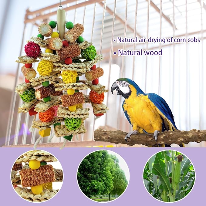 Parrot Toys, Natural Corncob Bird Chew Toys - Image 3