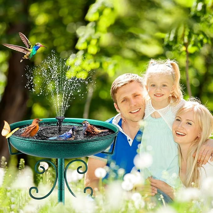 Daoeny 35In Metal Bird Bath for Outside, Vintage Freestanding Birdbaths & - Image 5