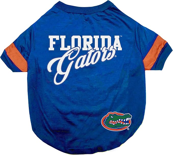 NCAA Florida Gators T-Shirt for Dogs & Cats, Small. Football/Basketball Dog by PETSFIRST