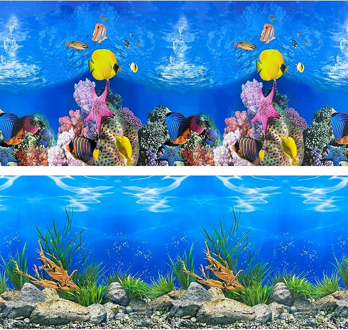 Aquarium Background Poster Water Plants 3D Coral Fish Tank Background Picture by XCNO