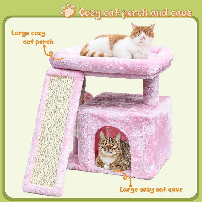 Small Pink Cat Tree for Indoor Cats, Cute Cat Tower - Image 2