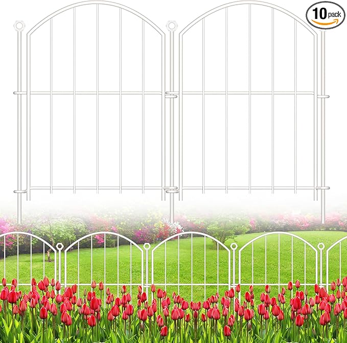 Decorative Garden Fence 17in x10ft, 10 Pack Rustproof Metal No Dig Fence Animal by Thrivinest