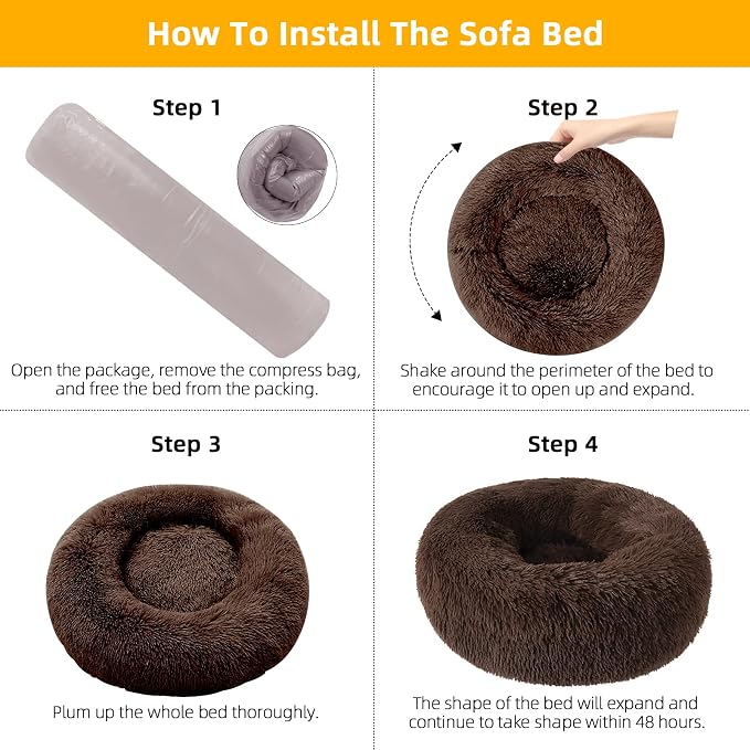 Dog Bed for Small Medium Large Dogs, 20 inch Calming Dogs Bed, Washable-Round - Image 5