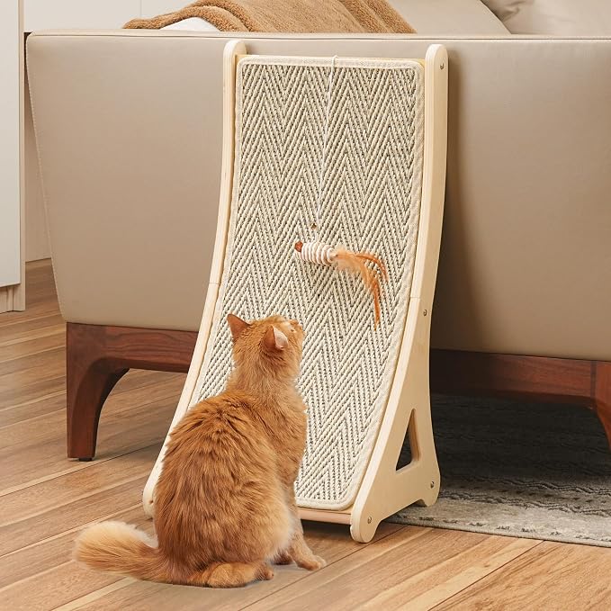 PETKARAY Curved Cat Scratcher, Sisal Kitty Scratching Ramp, L Shape Scratch Pad by PETKARAY