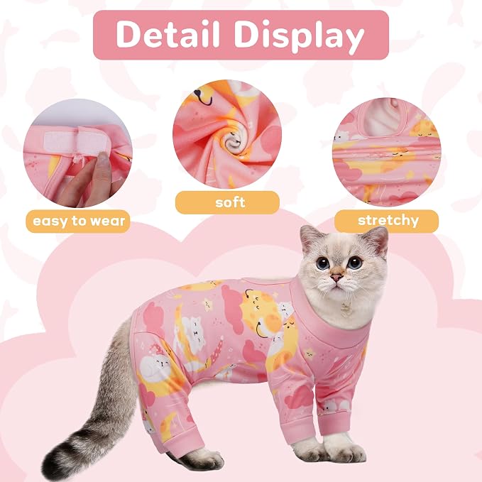 PUMYPOREITY Cat Recovery Suit, Stops Wound Licking After Surgery, Sticky Hair - Image 2
