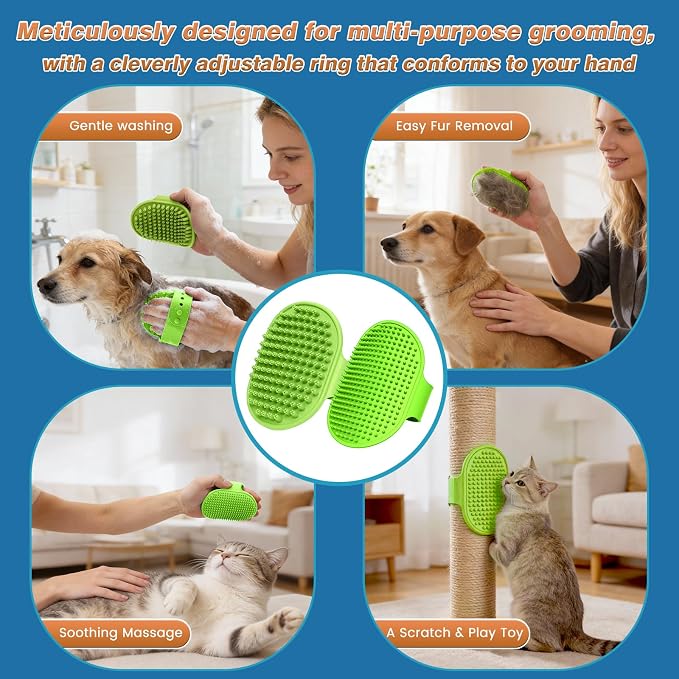 7PCS Dog Washing Gloves | Dog Bath Brush | Storage Bag | Dog Finger Toothbrush - Image 6