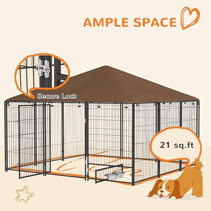PawHut Outside Dog Kennel, Garden Playpen Fence Crate Enclosure Cage Rotating - Image 8