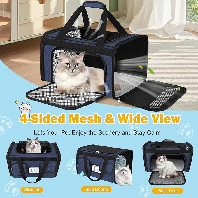 HUANLANG Cat Carrier Airline Approved, Soft-Sided Dog Carriers - Image 6