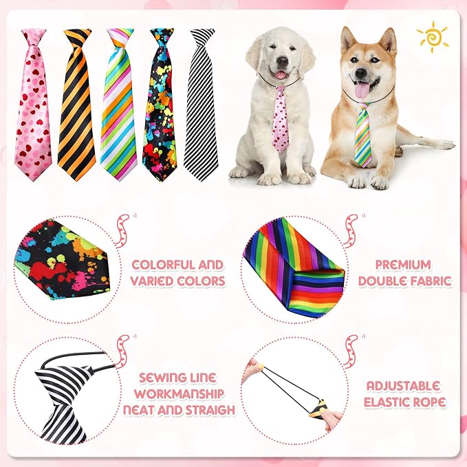 Reginary 50 Pcs Large Dog Neck Ties Bulk, Adjustable Pet Collar Grooming - Image 3
