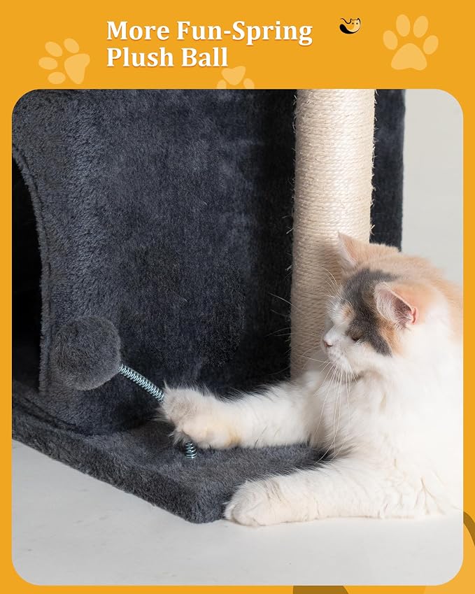 24in Cat Tree Tower with Scratching Post, 19 * 16.5in Window Perch Bed - Image 6