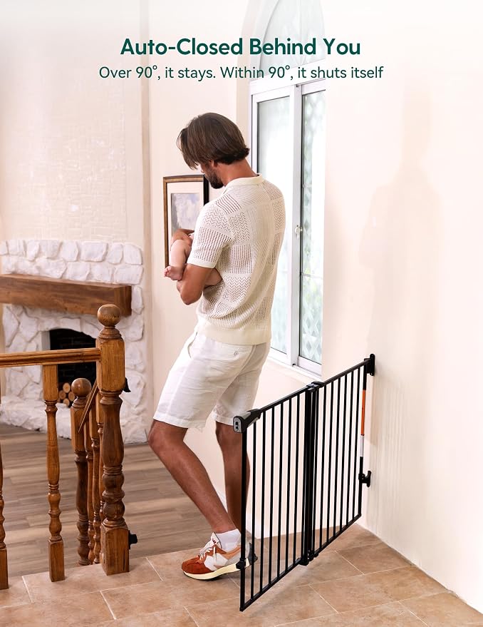 Babelio Baby Gate for Stairs, Kitchen & Doorways, No Bottom Bar| Easy Install| - Image 6