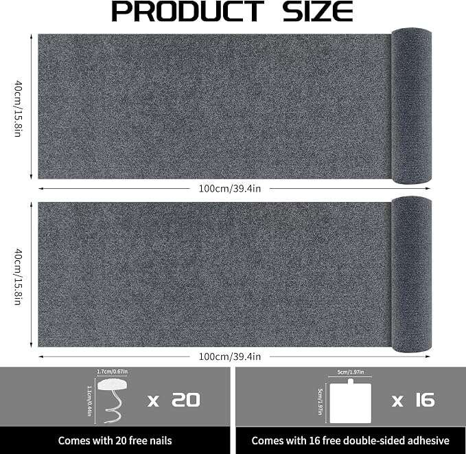 2 Pcs Total 78.8"x15.8" Cat Scratch Mat, Cat Scratch Couch Furniture Protector - Image 2