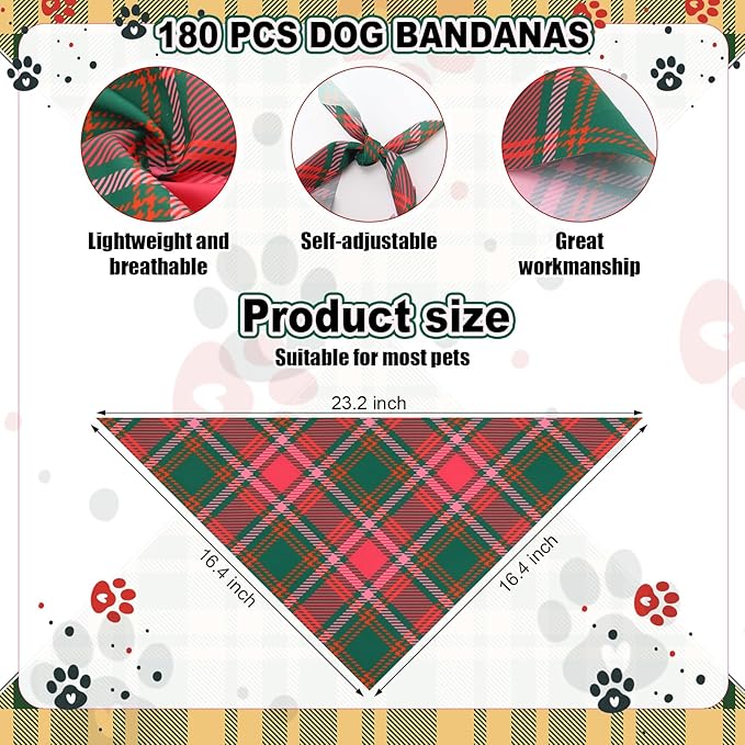 Aliceset 180 Pcs Dog Bandana Bulk Stripe Bandanas - Image 2