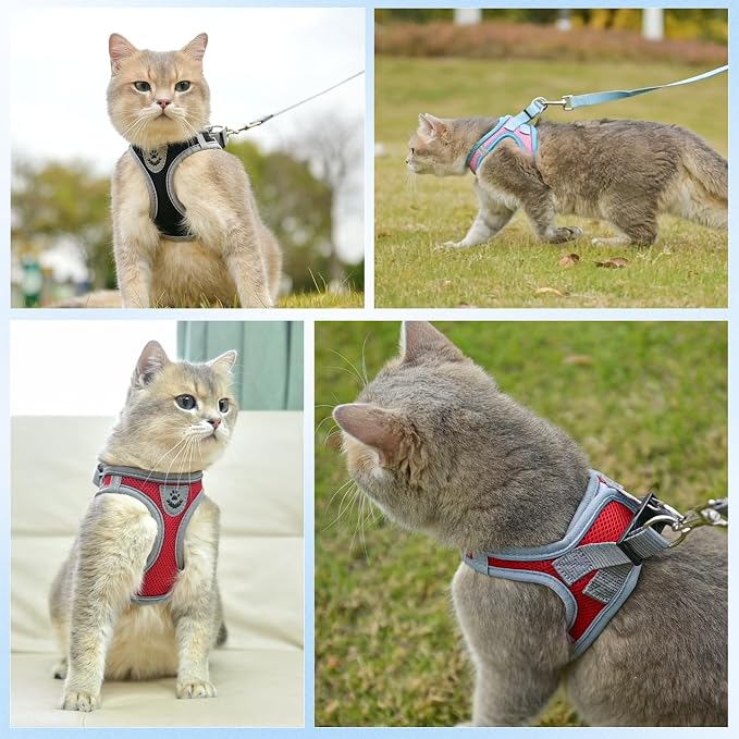 SCENEREAL Cat Harness and Leash Set Escape Proof, Adjustable Soft Air Mesh - Image 5