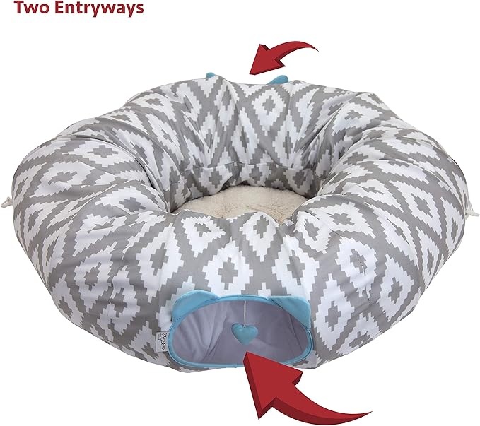 Kitty City Large Cat Tunnel Bed, 2-in-1 Zip-Together Cat Play Tunnel & Plush - Image 6
