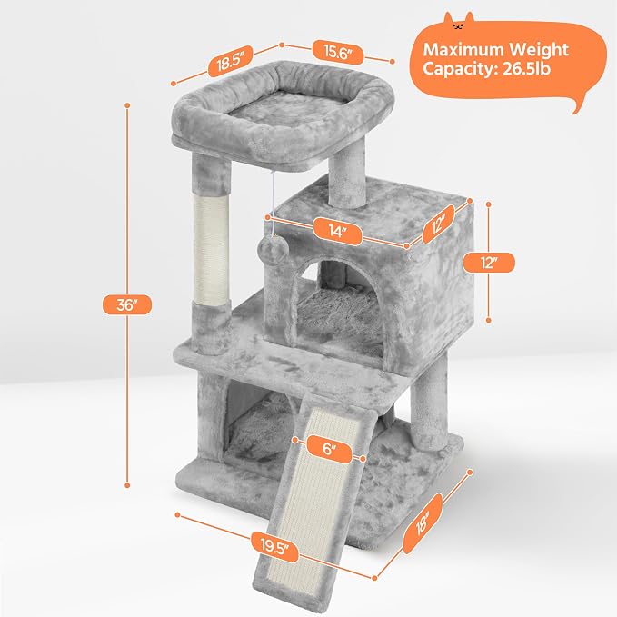 Yaheetech Cat Tree for Indoor Pets, 36in Tower Condo w/Extra Large Perch - Image 3
