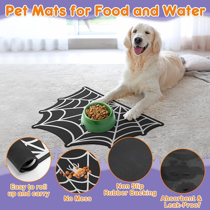 Pet Mats for Food and Water Dog Cat Food Mats Pet Feeding Mat Anti-Slip No - Image 4