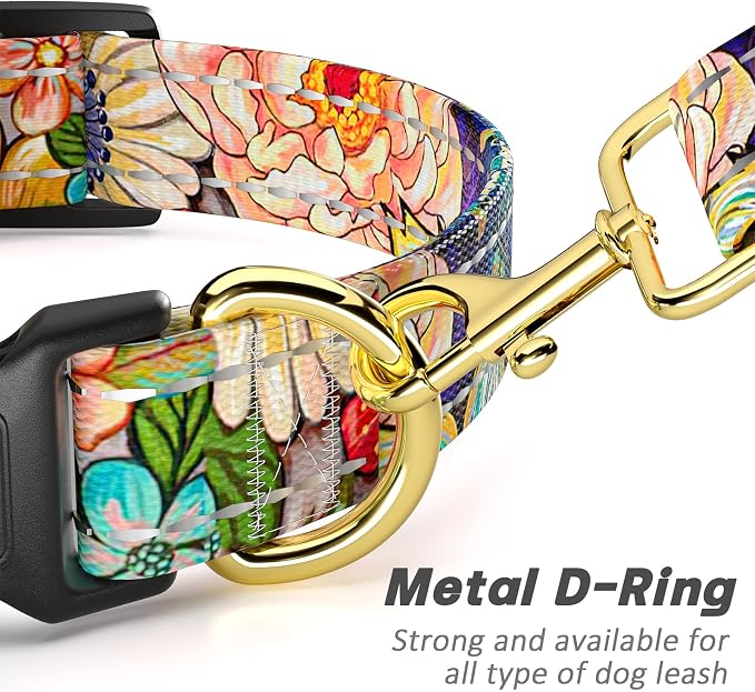 Reflective Dog Collar for Large Dogs, Cute Boho Adjustable Heavy-Duty Nylon - Image 5