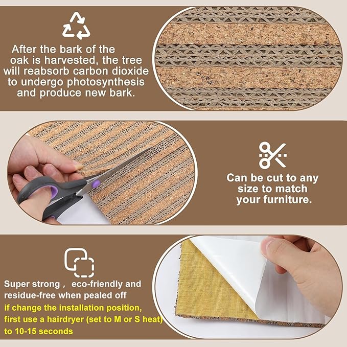 Cat Scratcher Mat-Cork Cat Scratch Pad Rug-cat Couch Protector-Wall Scratchers - Image 2