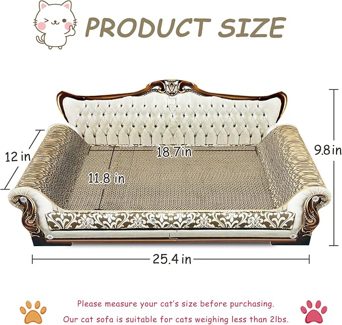 Luxury Cardboard Cat Scratcher Sofa Bed, Couch Shaped Scratching Board - Image 3