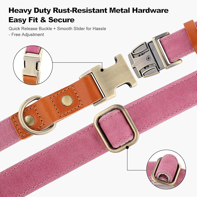 Plutus Pet Genuine Leather & Hemp Dog Collar – Adjustable Heavy Duty Pet Collar - Image 5