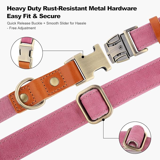 Plutus Pet Genuine Leather & Hemp Dog Collar – Adjustable Heavy Duty Pet Collar - Image 5