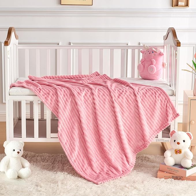 Soft Fleece Baby Blanket Ultra Cozy Pink Baby Blankets - Image 5