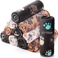 Tegeme 12 Pcs Pet Blankets Soft Fluffy Fleece Dog Cat Warm Paw Print Pattern by Tegeme