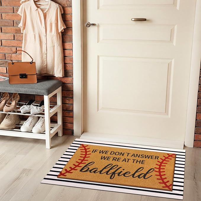 Tinideya 2 Pcs Baseball Door Mat Ballfield Welcome Non Slip Coir Mats Ballfield - Image 4