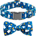 Halloween Dog Collar, Ghost Print Adjustable Pet Collar Blue Cute Cotton Soft by BoboRainbow