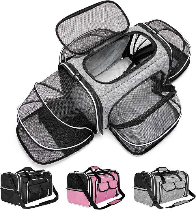 Estarer Soft Sided Pet Carrier Airline Approved, 4 Sides Expandable Collapsible by ESTARER