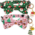 2 Pack Christmas Cotton Cat Collar by Gelwoo