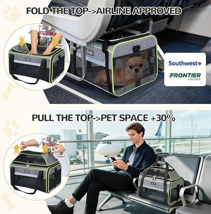 Lekereise Top-Expandable Pet Carrier 18x13x9.5 Inch Southwest Frontier Airline - Image 2