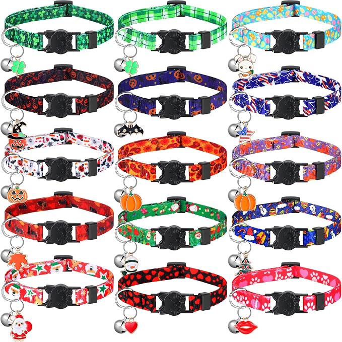 Talltalk 15 Pcs Holiday Cat Collars St. Patrick's Day Easter Adjustable by Talltalk