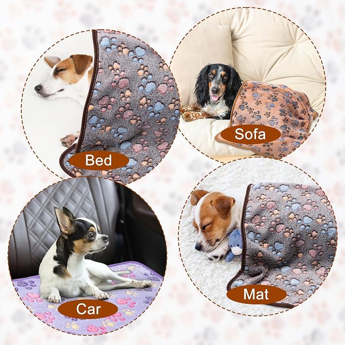 1 Pack 3 Blankets Super Soft Fluffy Premium Fleece Pet Blanket Flannel Paw - Image 5