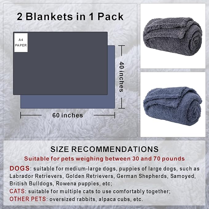 2 Blankets, Dog Cat Pet Blanket, Soft Warm Fleece, - Image 2